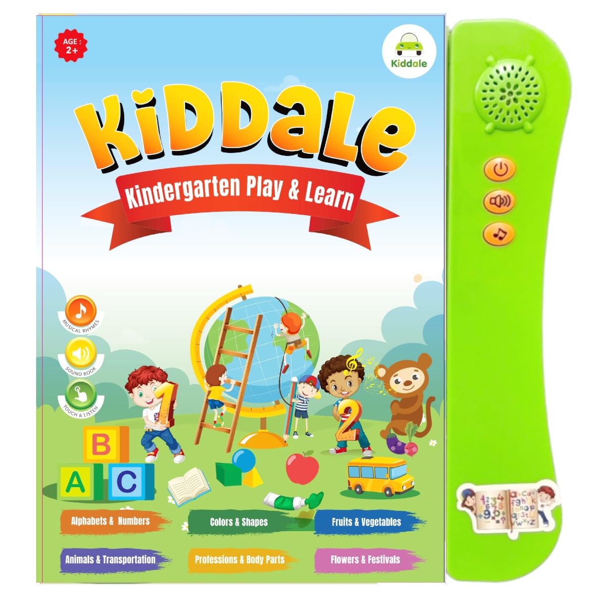 Kiddale ABC & 123 Intelligent Book for Kids| Interactive Musical Learning Sound Book |100% Human Audio- No Computerized Voice| Activities, Rhymes, Stories| 24 Pages| Best Gift for Ages 1-5+