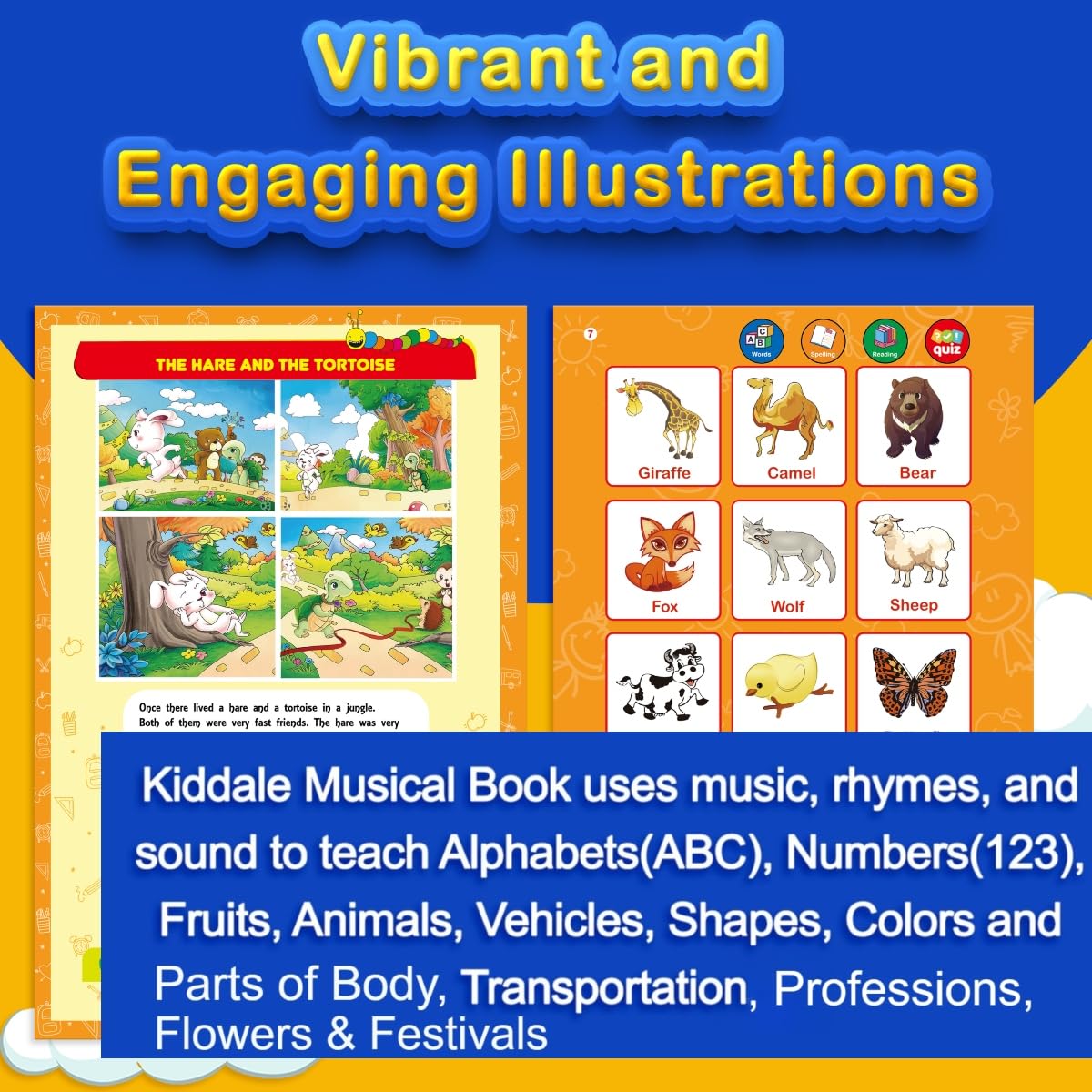 Kiddale ABC & 123 Intelligent Book for Kids| Interactive Musical Learning Sound Book |100% Human Audio- No Computerized Voice| Activities, Rhymes, Stories| 24 Pages| Best Gift for Ages 1-5+