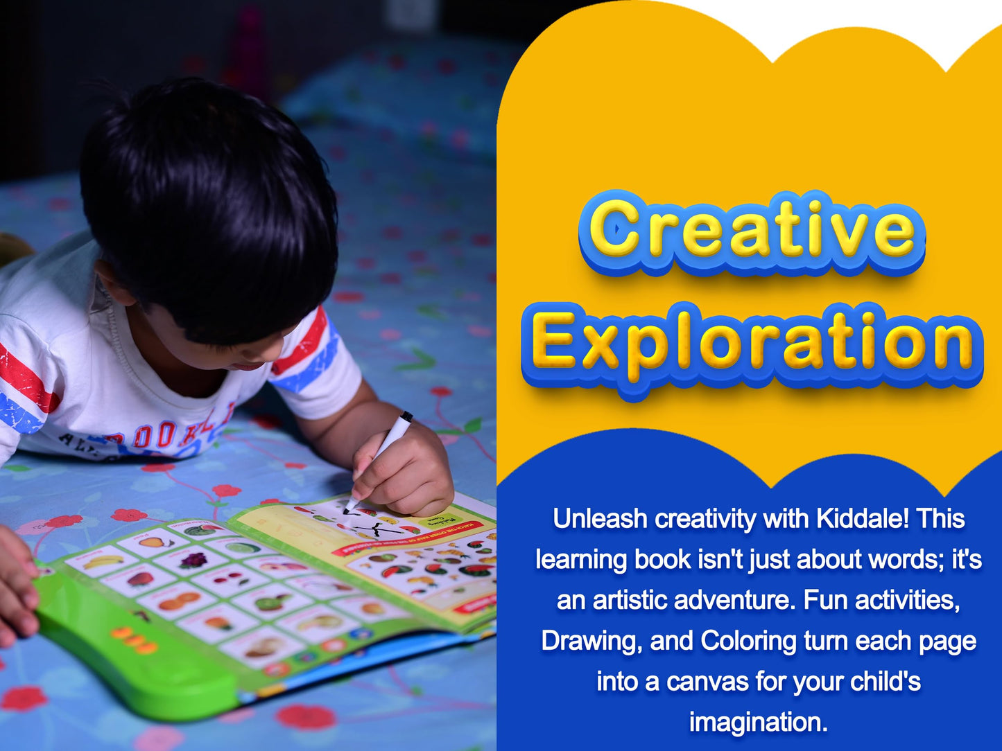 Kiddale ABC & 123 Intelligent Book for Kids| Interactive Musical Learning Sound Book |100% Human Audio- No Computerized Voice| Activities, Rhymes, Stories| 24 Pages| Best Gift for Ages 1-5+