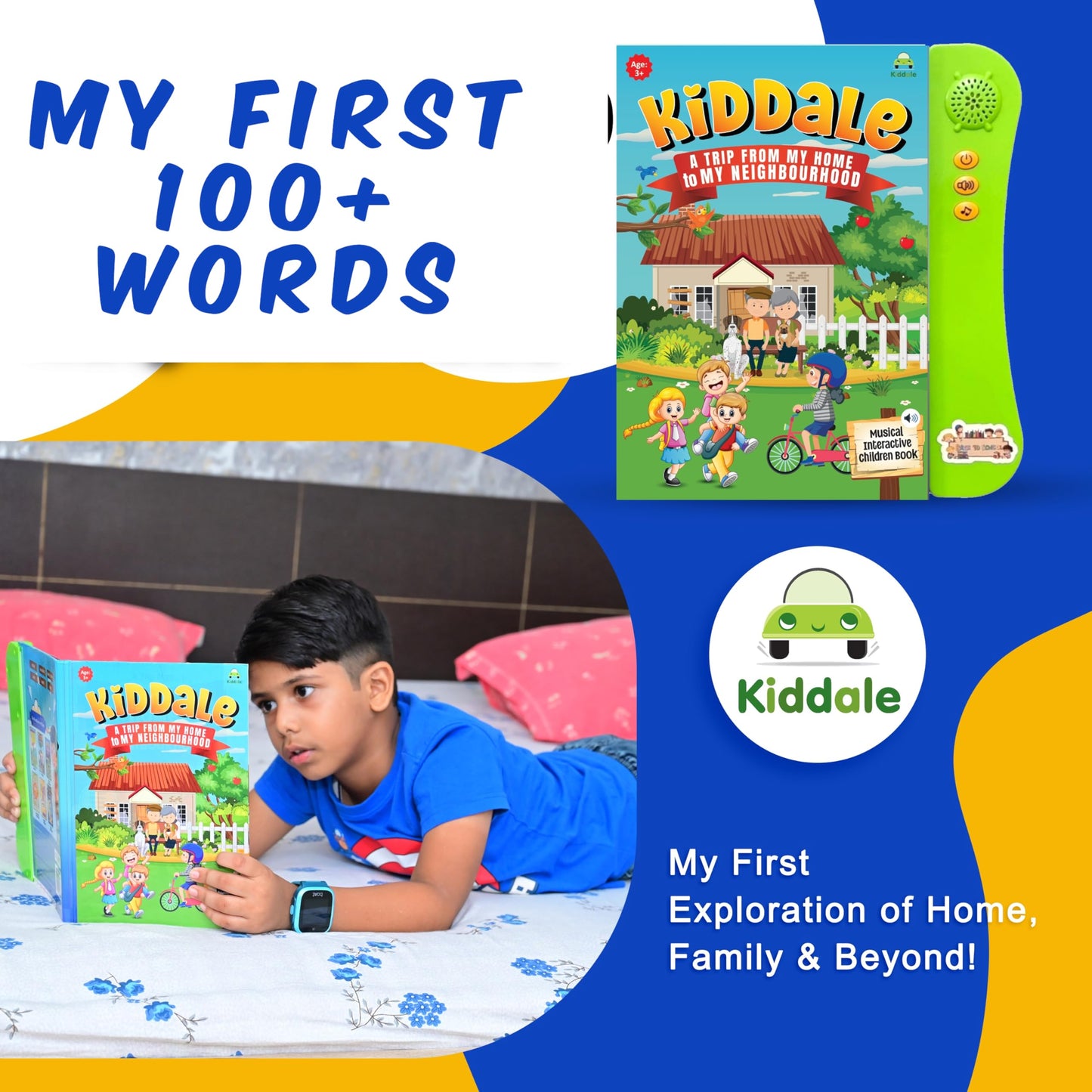 Kiddale ABC & 123 Intelligent Book for Kids| Interactive Musical Learning Sound Book |100% Human Audio- No Computerized Voice| Activities, Rhymes, Stories| 24 Pages| Best Gift for Ages 1-5+