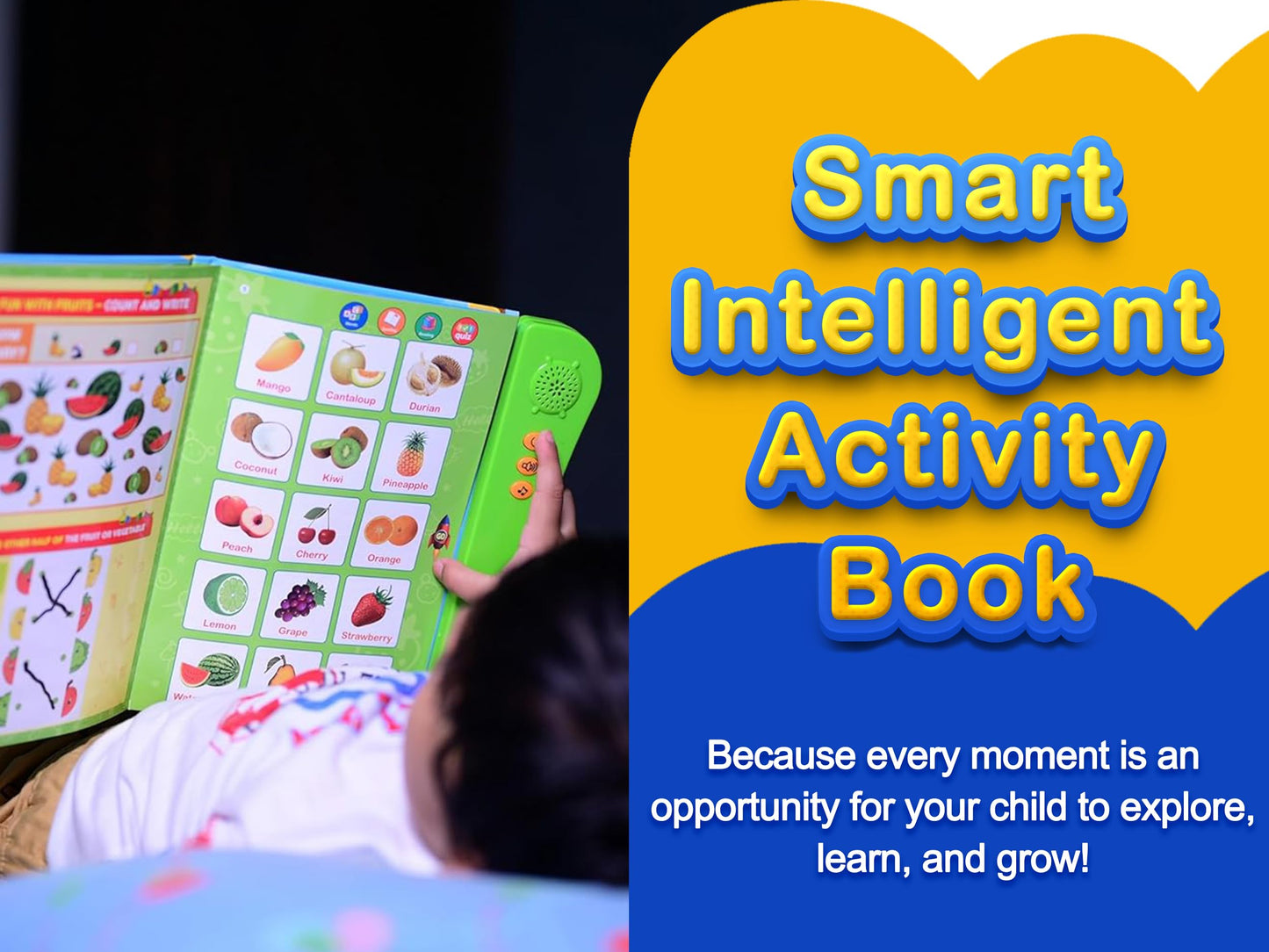 Kiddale ABC & 123 Intelligent Book for Kids| Interactive Musical Learning Sound Book |100% Human Audio- No Computerized Voice| Activities, Rhymes, Stories| 24 Pages| Best Gift for Ages 1-5+