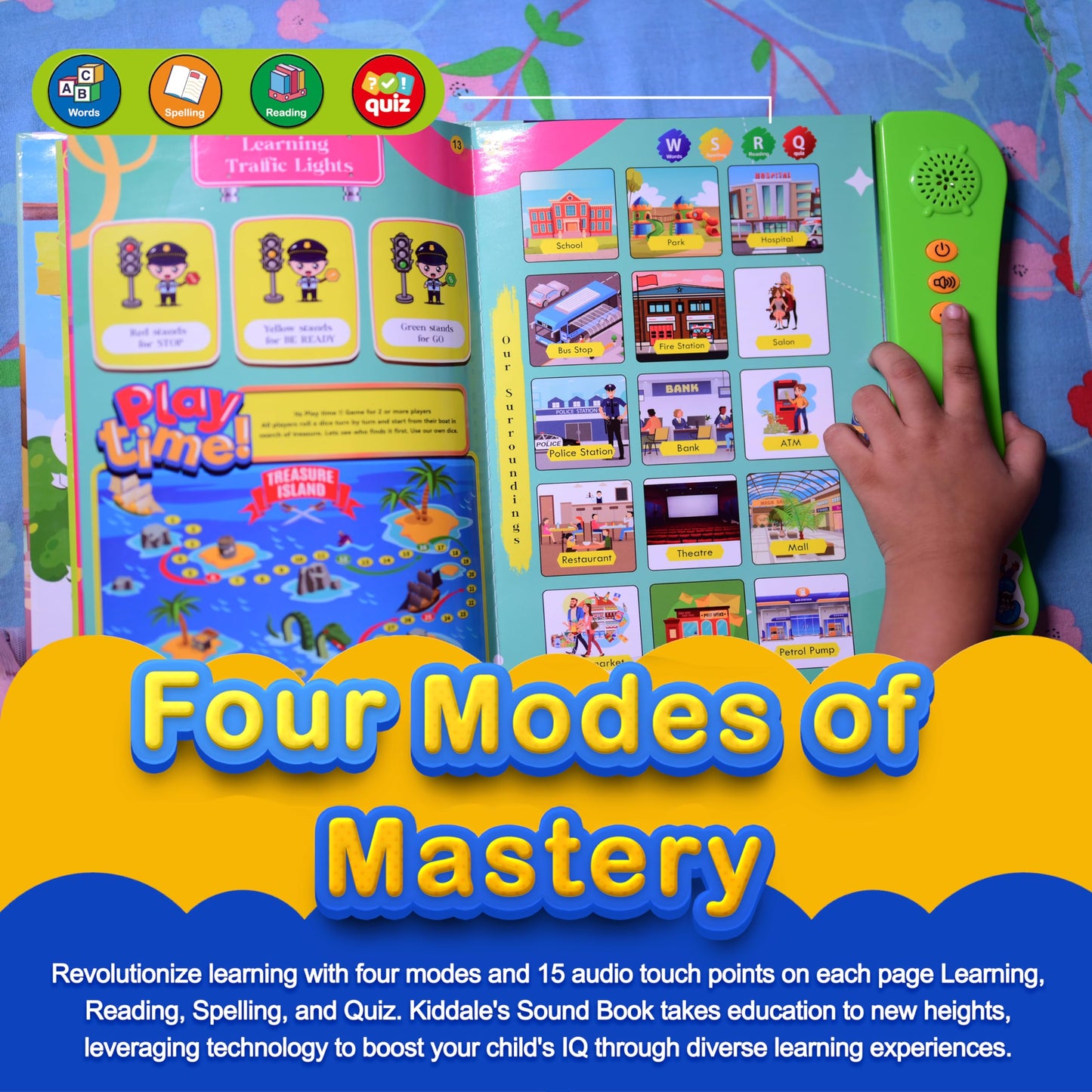 Kiddale ABC & 123 Intelligent Book for Kids| Interactive Musical Learning Sound Book |100% Human Audio- No Computerized Voice| Activities, Rhymes, Stories| 24 Pages| Best Gift for Ages 1-5+