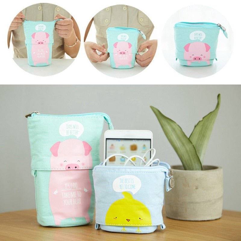 Cartoon Pencil Case Box Cute Telescopic Pencil Bag